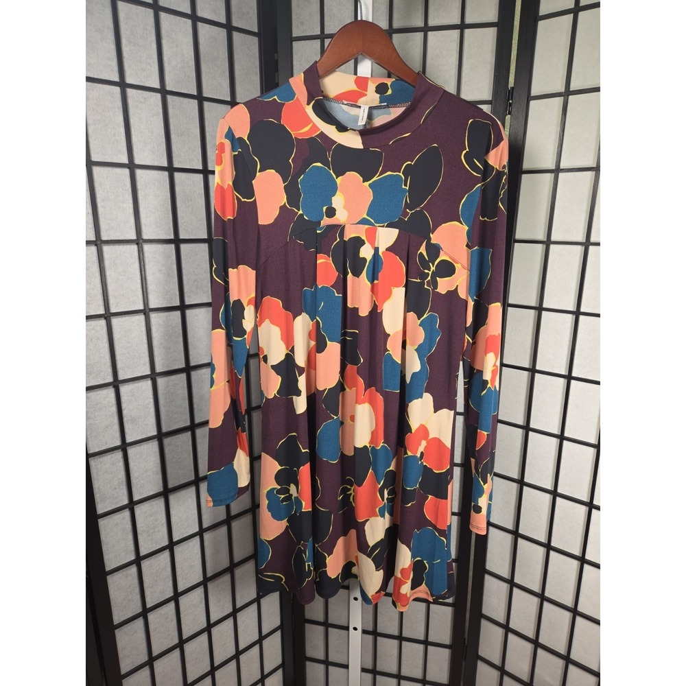 Retro Y2K BOHO Retro Swing Dress Size Large Flowers Above The Knee‎ BCBG